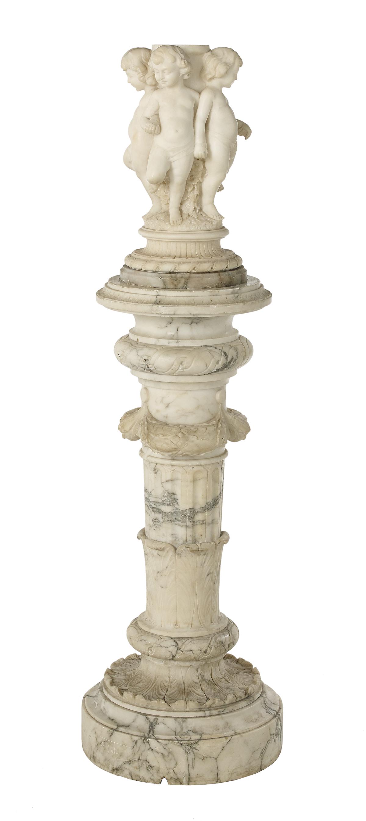Italian White Marble Figural Pedestal (1 of 2)