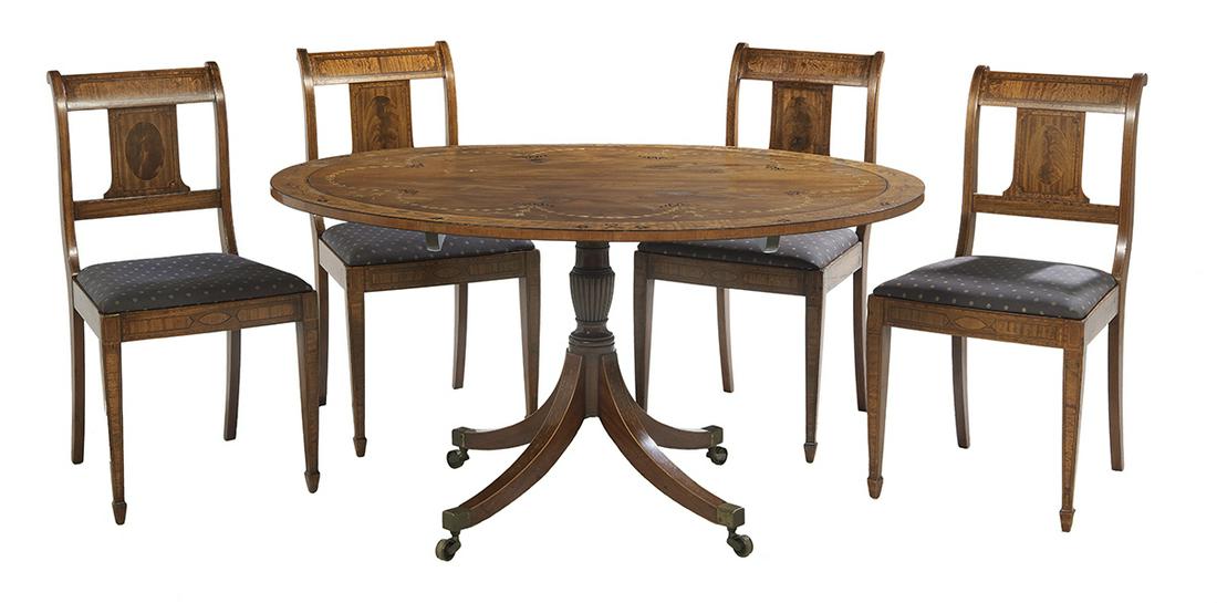 Neoclassical-Style Tilt-Top Table & Four Chairs (1 of 4)
