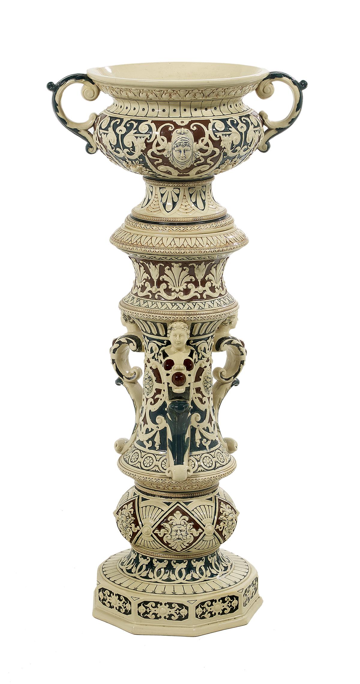 German Majolica Jardiniere and Pedestal (1 of 2)