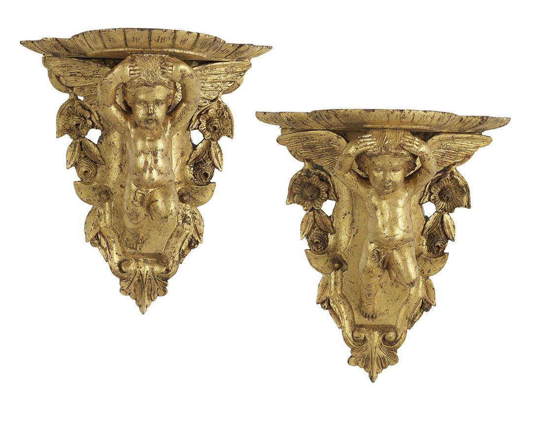 Pair of Italian Giltwood Figural Brackets (1 of 3)