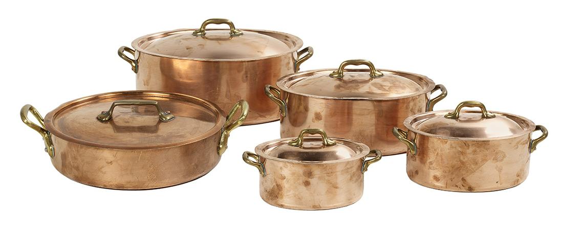 Five Pieces of French Copper Pots (1 of 3)