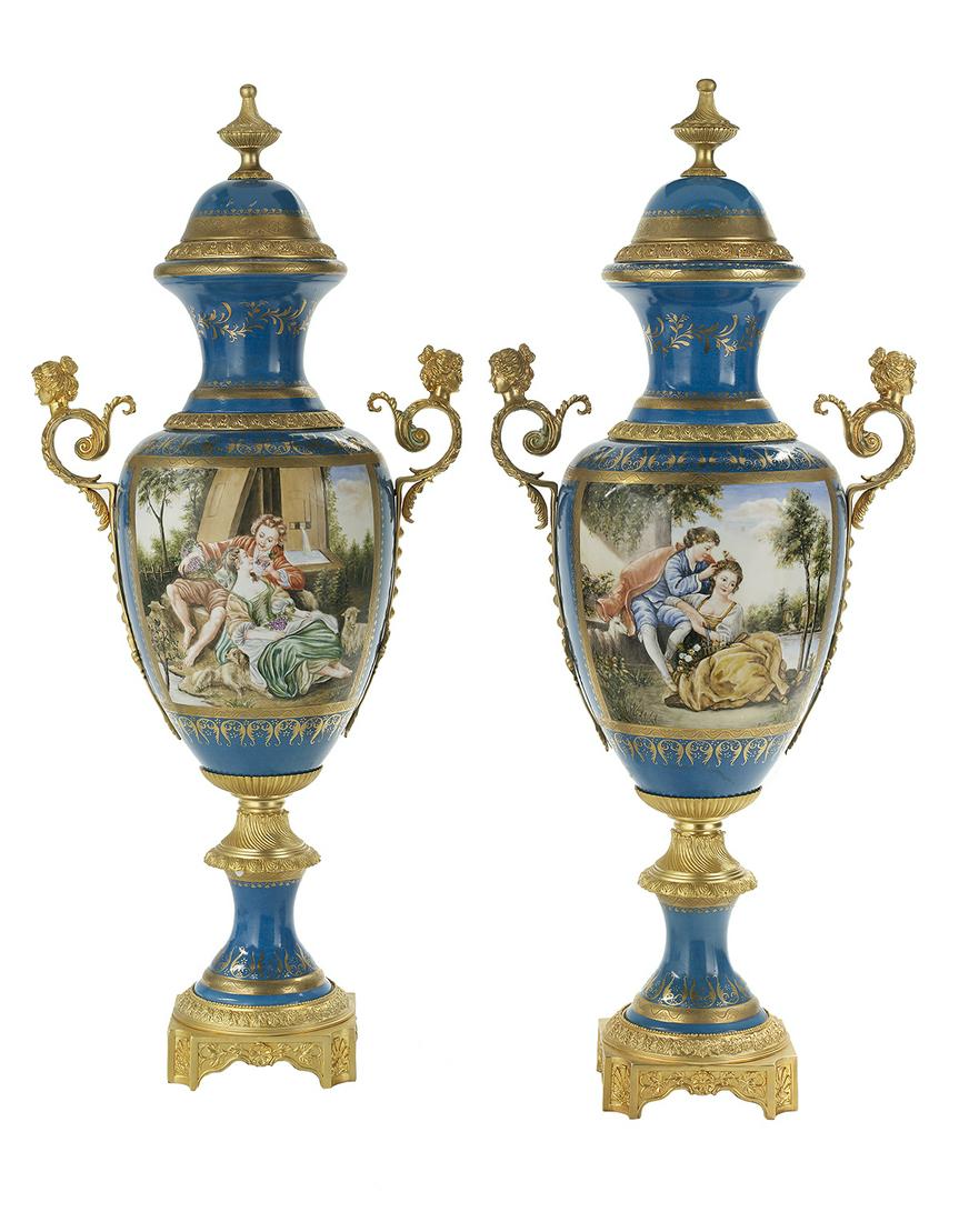 Pair of Sevres-Style Porcelain Palace Urns (1 of 4)