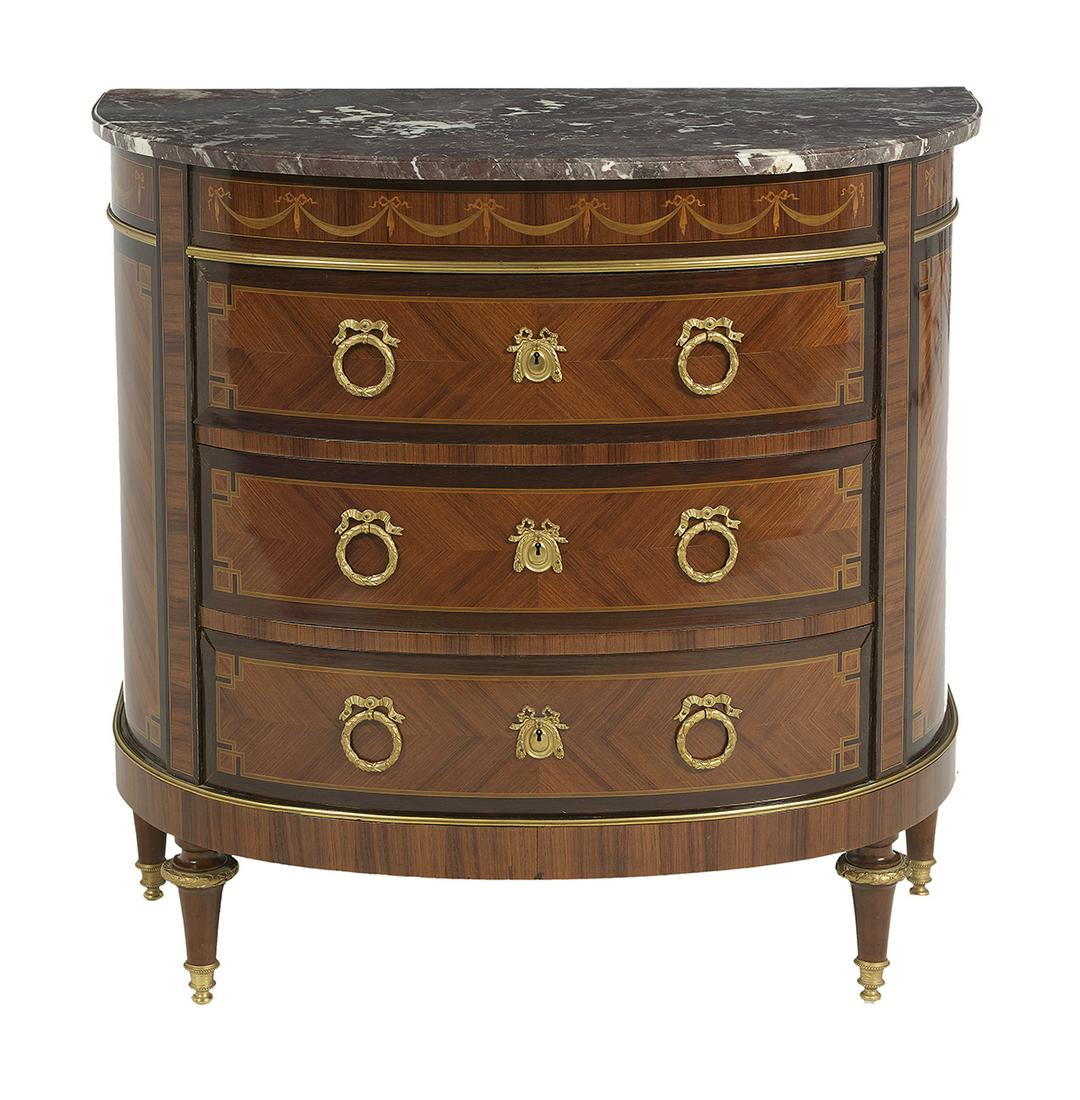Louis XVI-Style Kingwood and Marble-Top Commode (1 of 2)