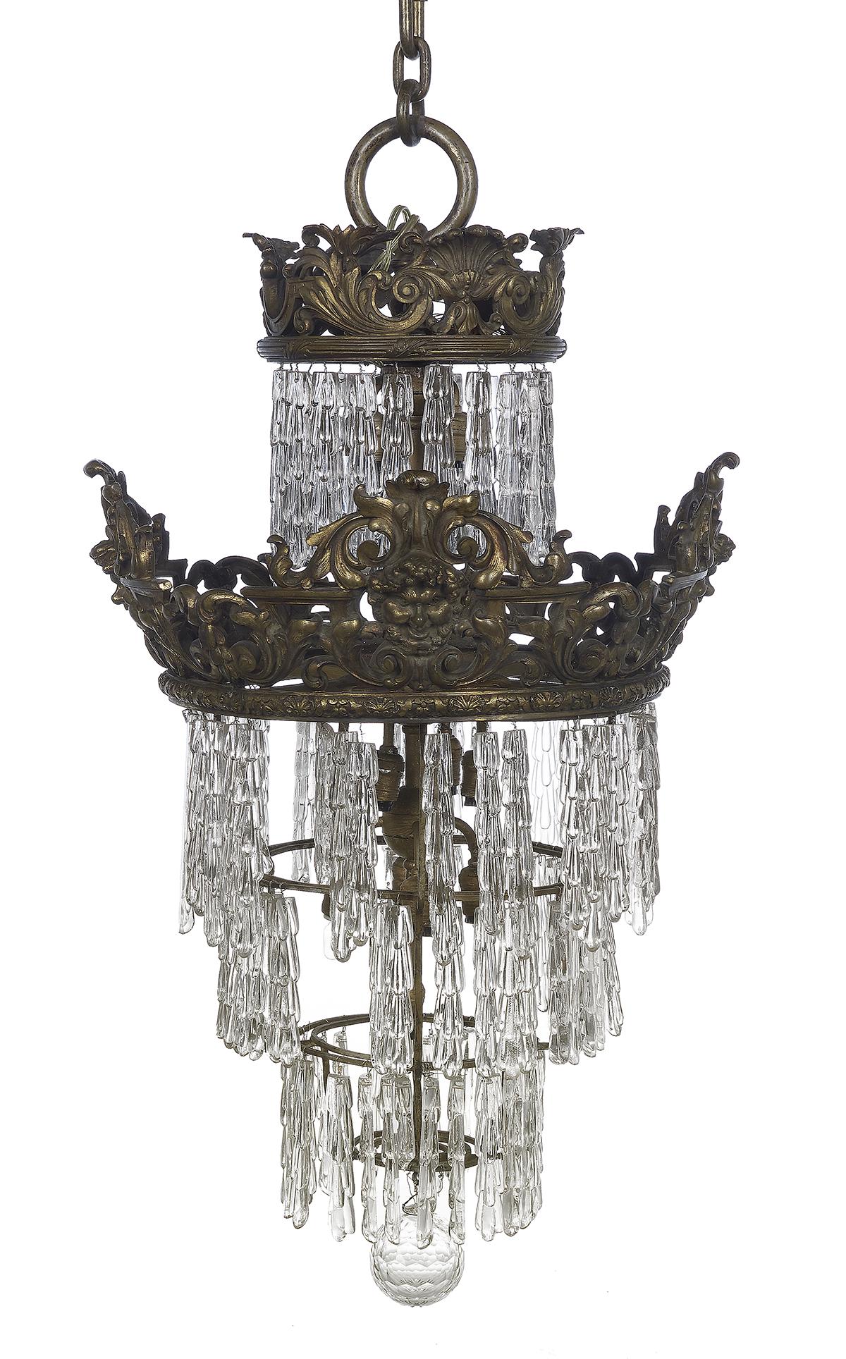 French Bronze and Crystal "Waterfall" Chandelier (1 of 1)