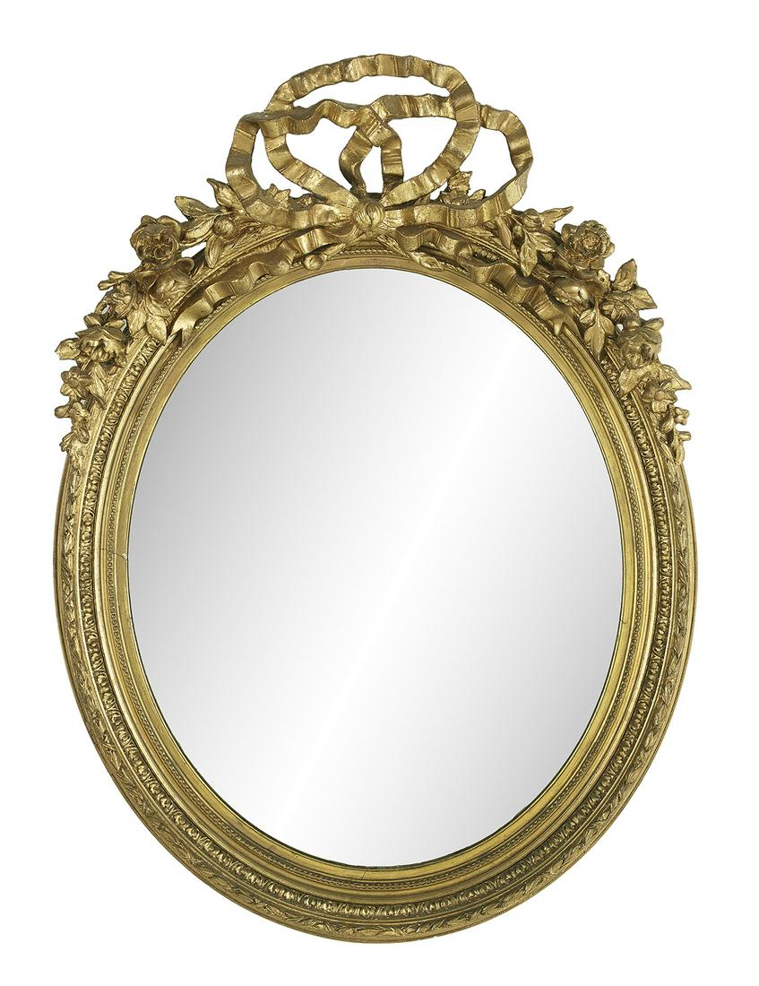 French Belle Epoque Giltwood Oval Mirror (1 of 2)