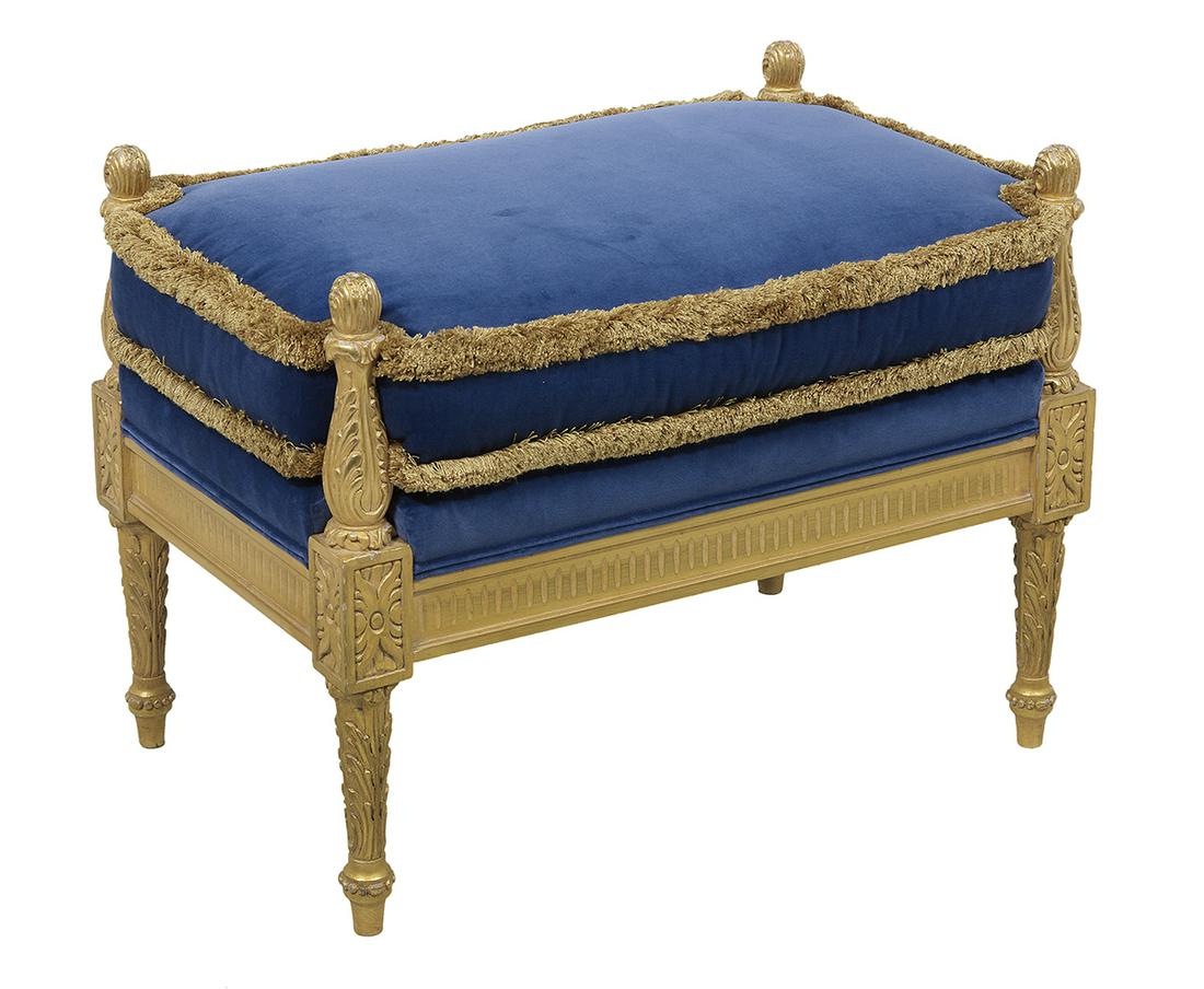 Louis XVI-Style Giltwood Ottoman (1 of 1)