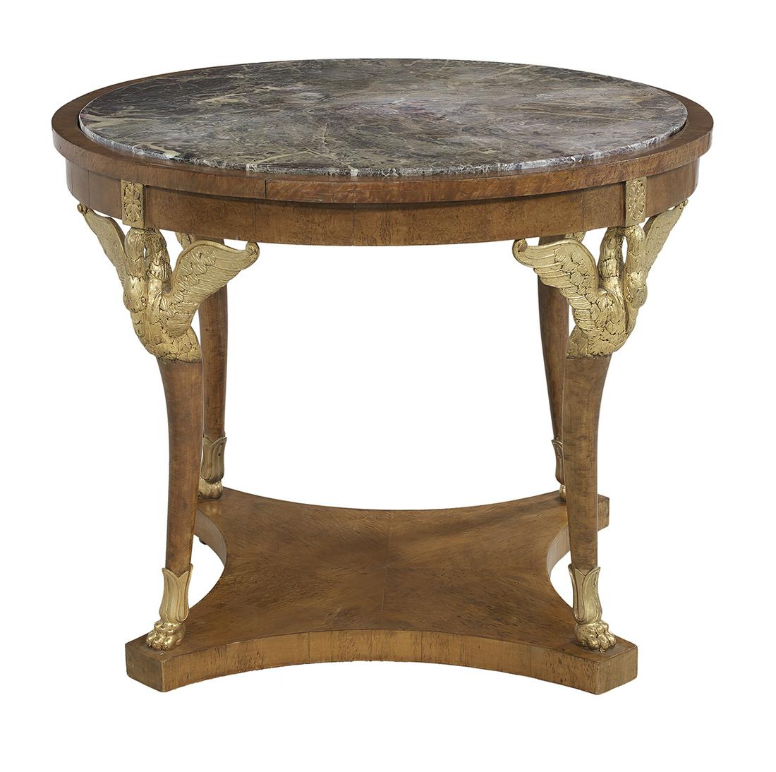 Empire-Style Fruitwood & Marble-Top Center Table (1 of 1)
