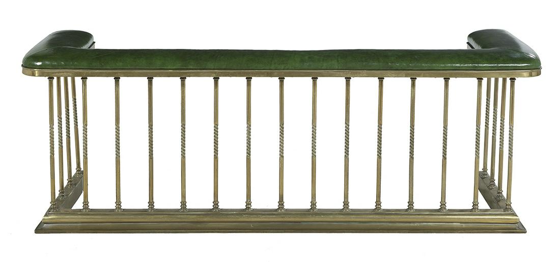 Brass and Leather Fireside Bench (1 of 1)