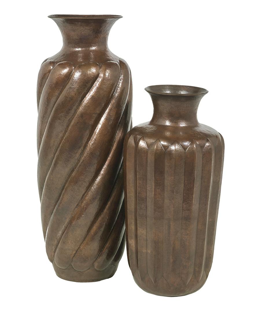 Two Similar Mexican Hammered Copper Floor Vases (1 of 1)