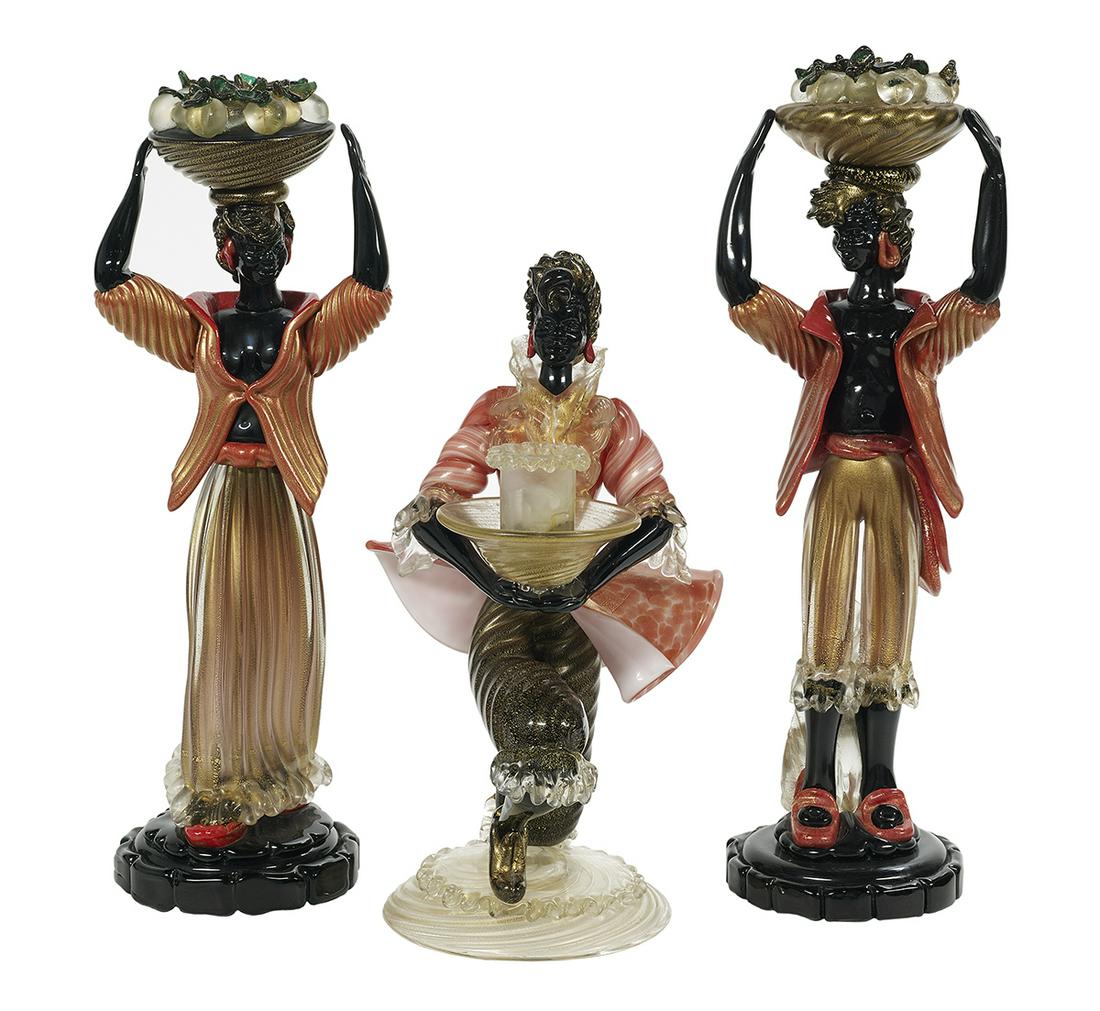 3 Pieces of Venetian Murano Glass Blackamoors (1 of 3)