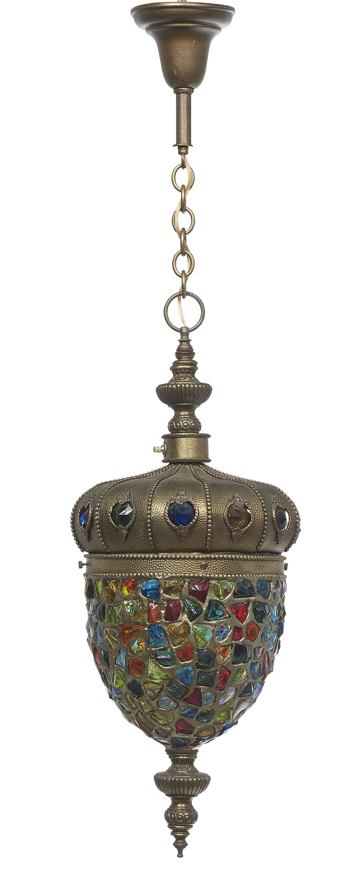 Moorish-Style Brass-Plated & "Jeweled" Lantern (1 of 1)