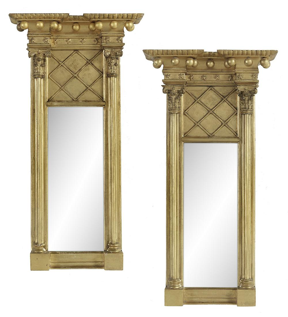 Pair of Antique Giltwood Tabernacle Mirrors (1 of 5)