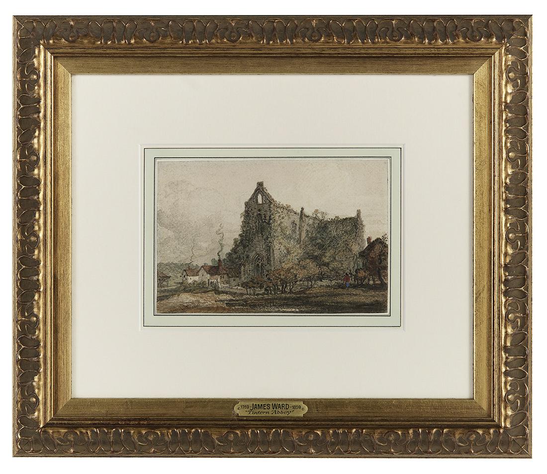 James Ward, (British, 1769-1859): James Ward (British, 1769-1859) "Tintern Abbey" watercolor on paper Matted, glazed and framed. sight 6-1/4" x 9-1/2", framed 18-1/2" x 21-1/2" Provenance: Bruce McCashin Collection.