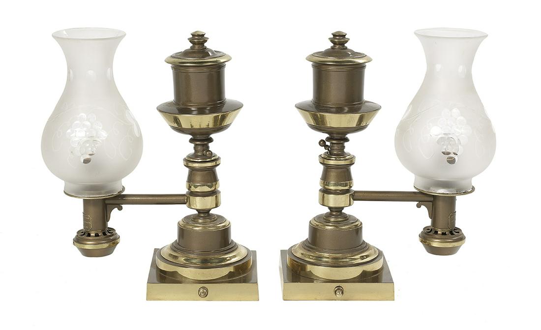 Pair of Signed Messenger Argand Lamps (1 of 1)
