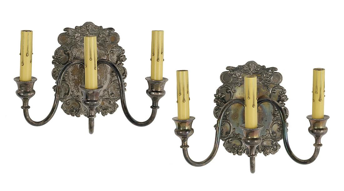 Pair of American Art Nouveau Silverplate Sconces (1 of 3)
