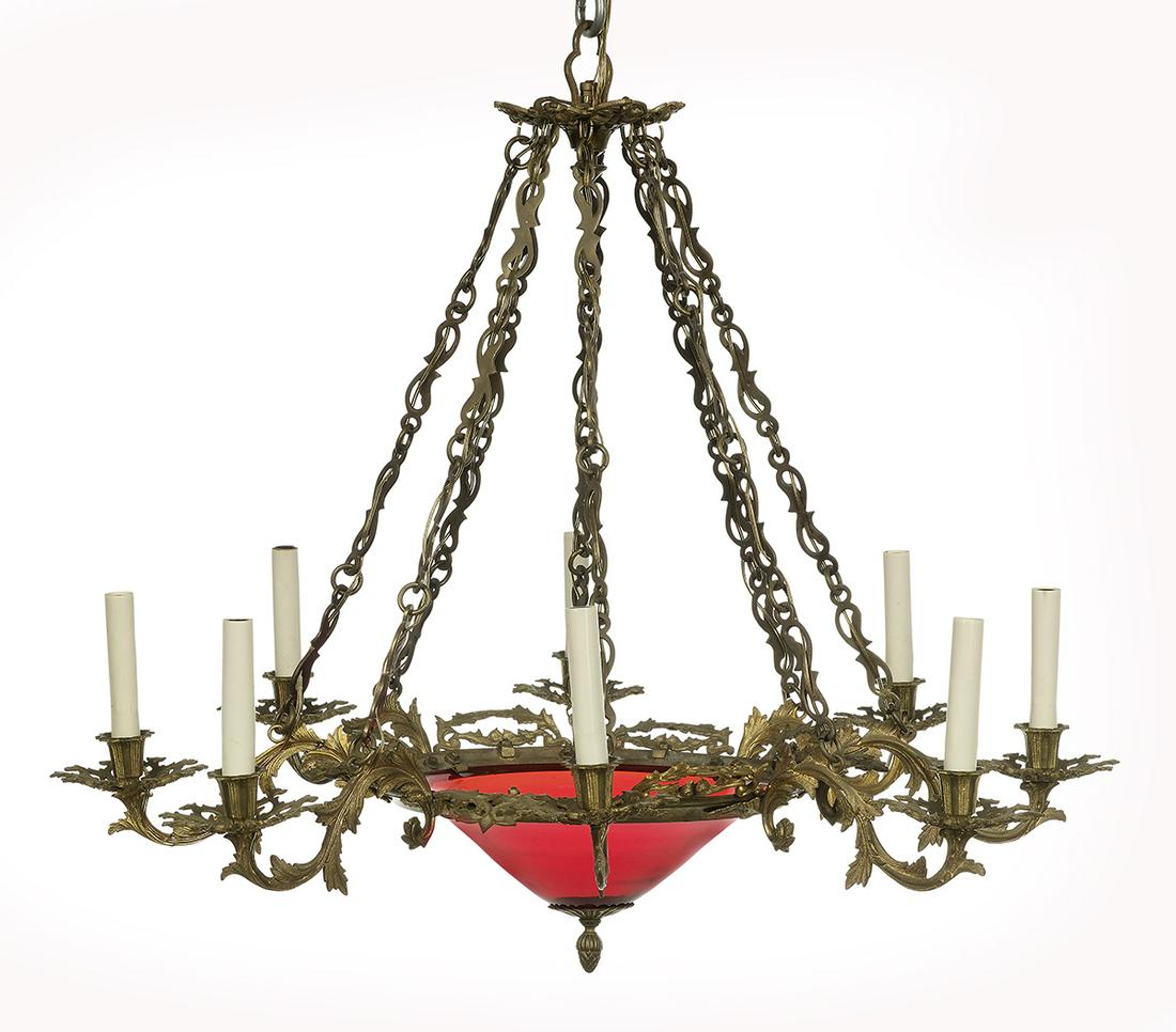 Victorian Bronze and Glass Chandelier (1 of 1)