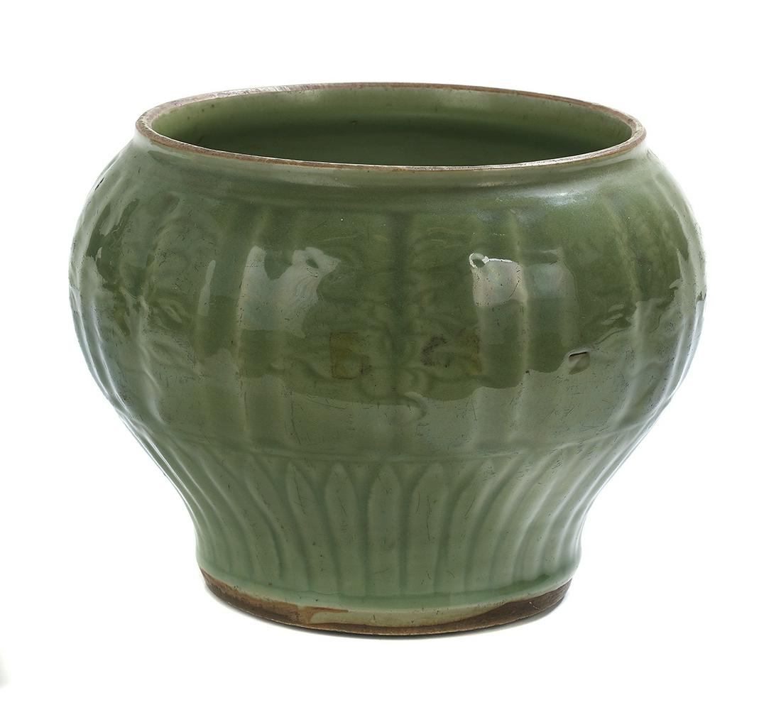 Chinese Fluted and Carved Pot (1 of 1)