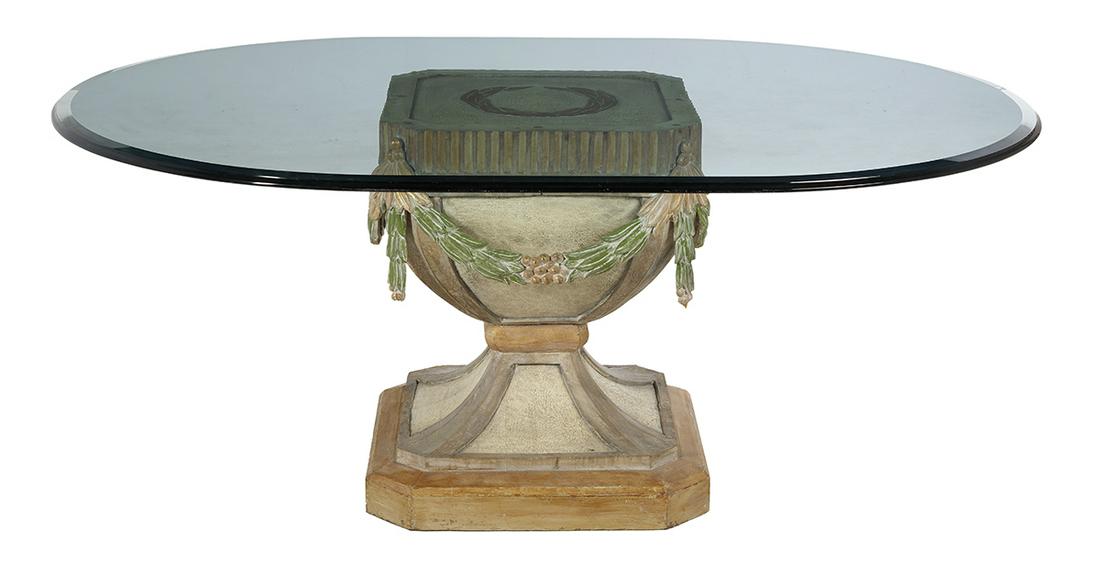 Contemporary Wood and Glass-Top Dining Table (1 of 2)