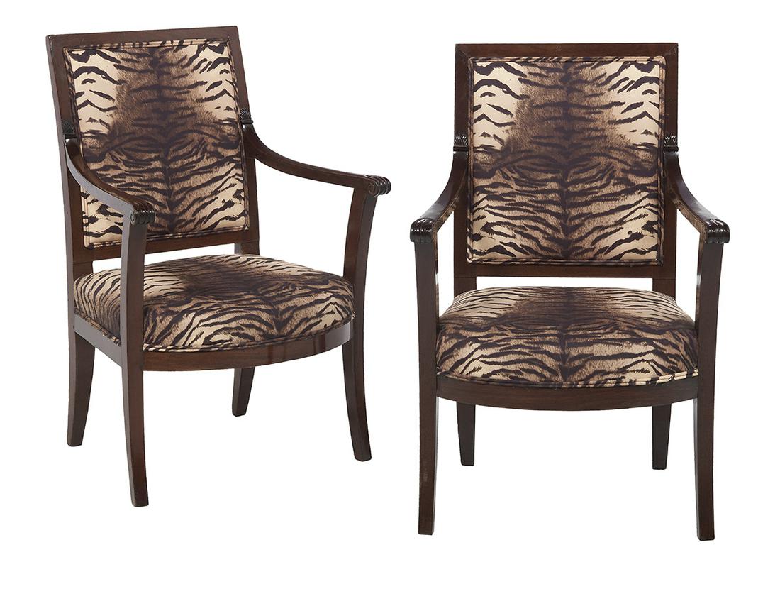 Pair of Restauration-Style Mahogany Fauteuils (1 of 1)