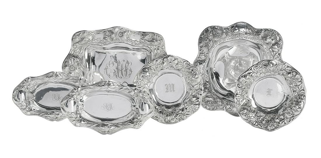 Six Gorham Floral Art Nouveau Sterling Dishes (1 of 1)