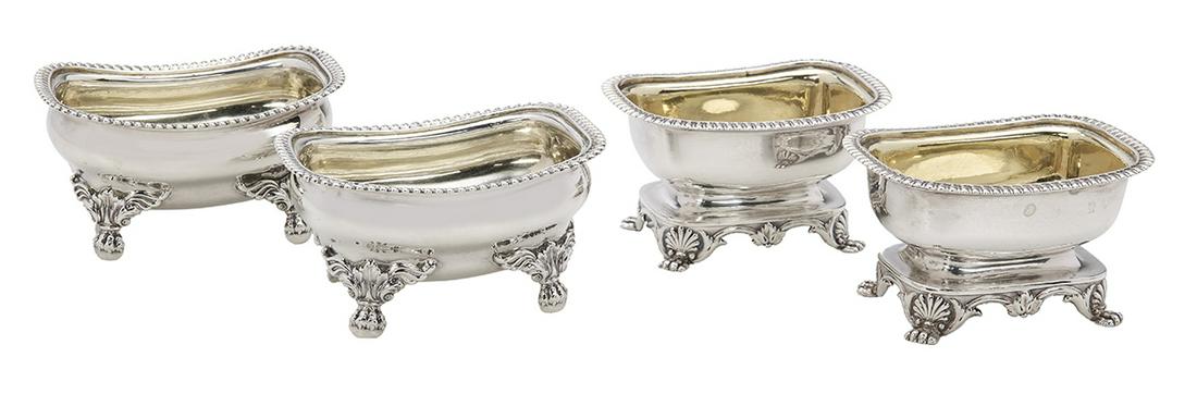 Two Pairs of Regency Sterling Salt Cellars (1 of 2)