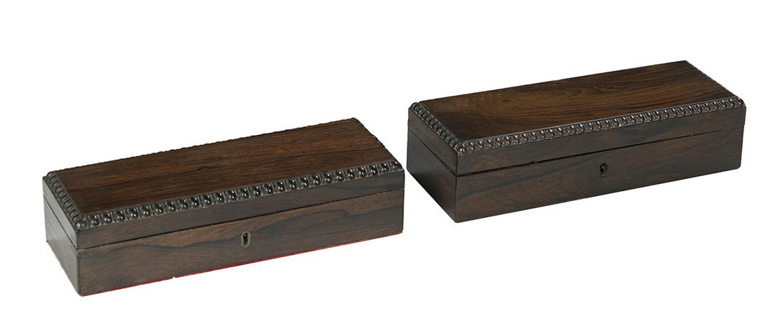 Pair of William IV Rosewood Desk Boxes (1 of 1)