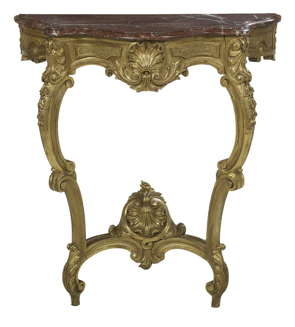 Louis XV-Style Marble-Top Console Table (1 of 1)