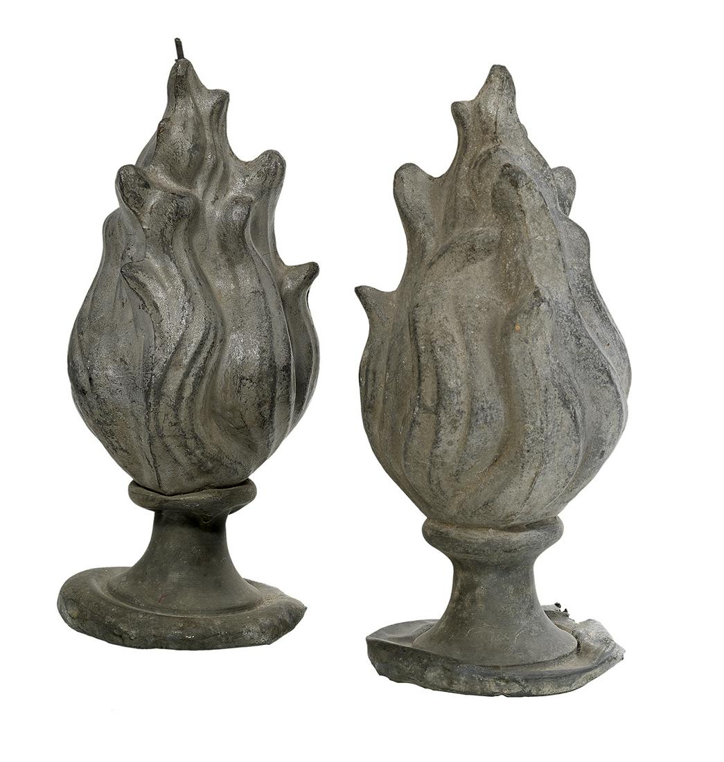 Pair of Molded Zinc Flame Finials (1 of 1)