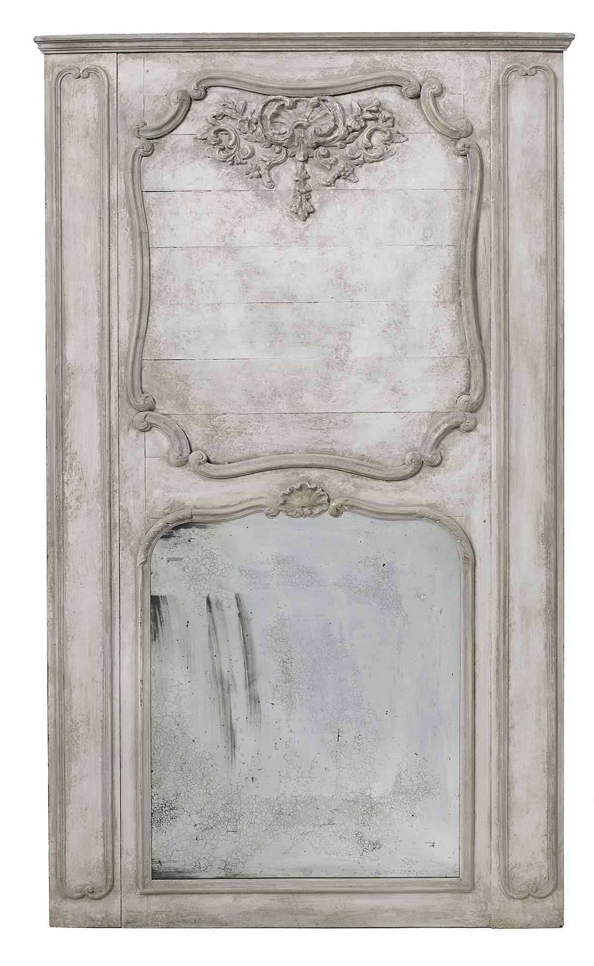 Louis XV-Style Painted Trumeau Mirror (1 of 2)