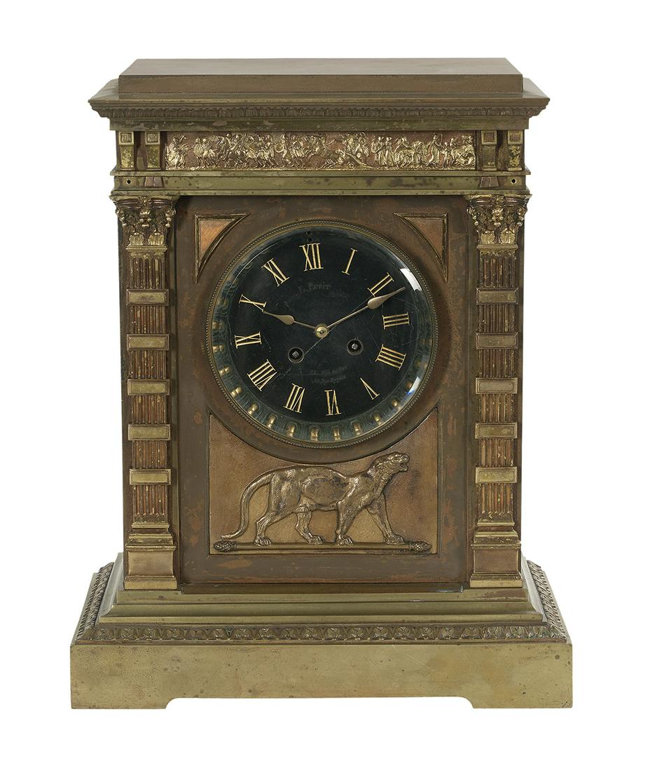 Neo-Grec Gilt-Bronze and Marble Mantel Clock (1 of 2)