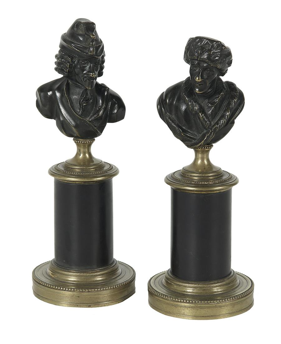Pair of French Bronze and Marble Busts (1 of 1)