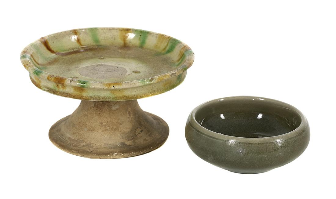 Chinese Sancai Dish and Celadon Brush Washer (1 of 3)