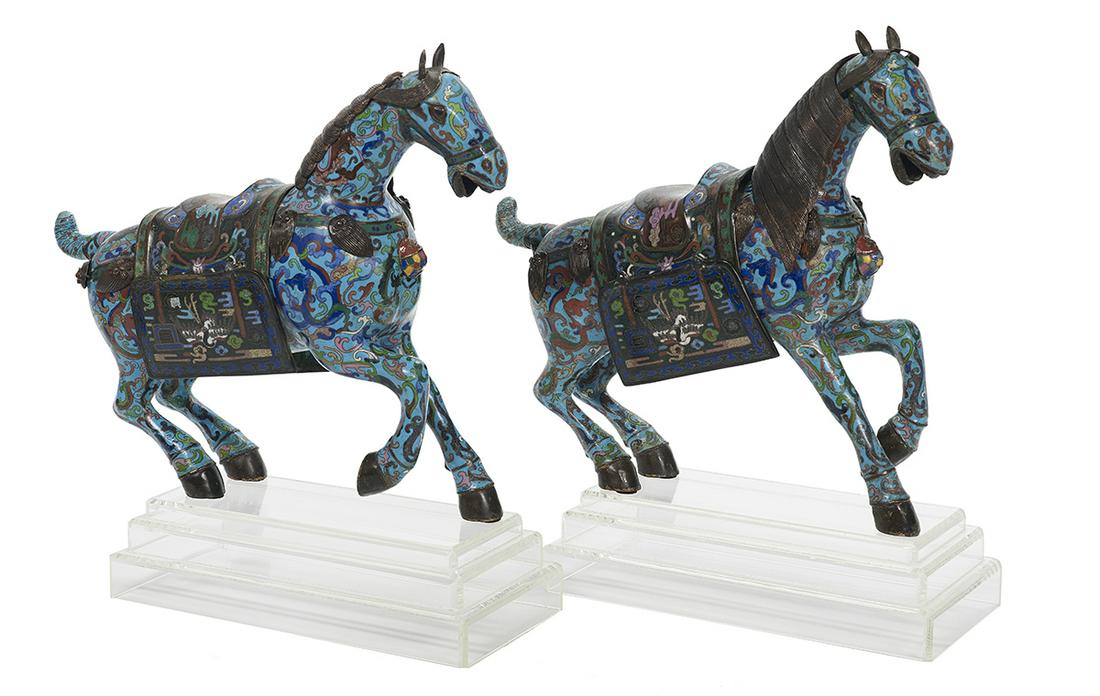 Pair of Chinese Cloisonne Horses (1 of 2)