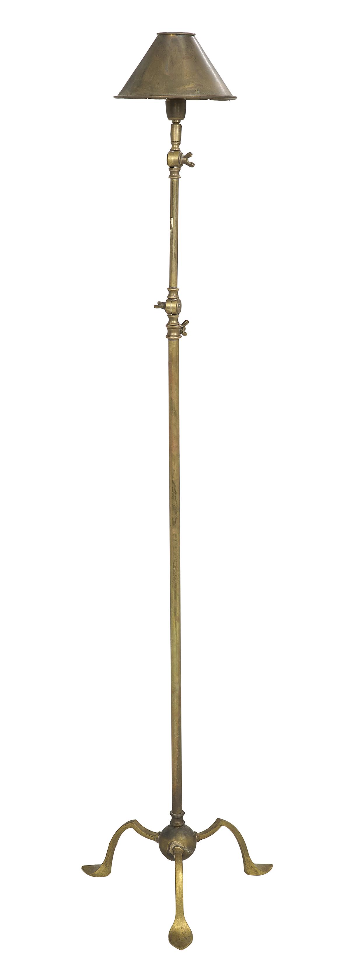 Unusual Art Nouveau Brass Adjustable Floor Lamp (1 of 1)