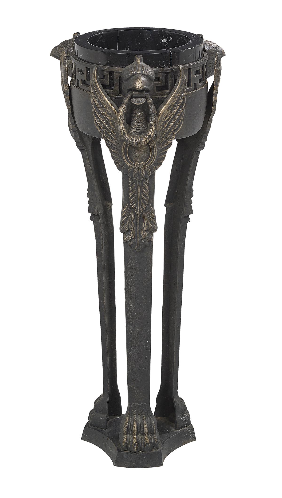 Patinated Metal and Marble Jardiniere (1 of 1)