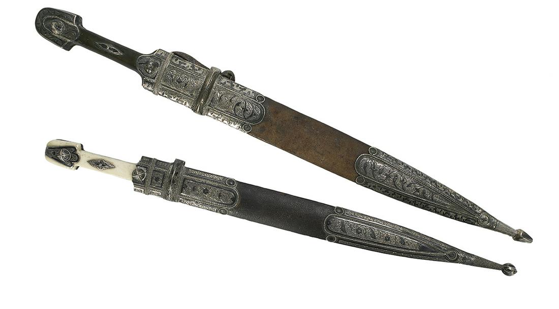 Two Silver, Leather and Steel Kindjals (1 of 2)