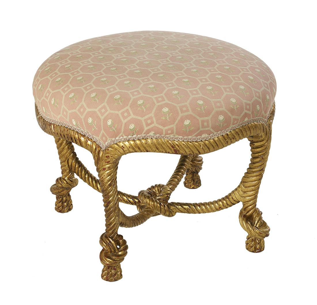Napoleon III-Style Giltwood Stool (1 of 2)