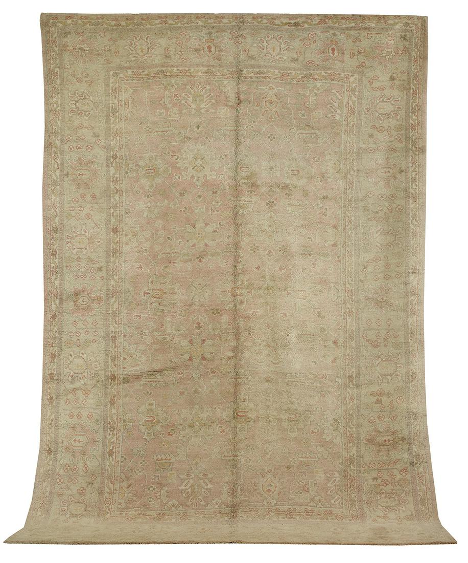 Antique Oushak Carpet: Antique Oushak Carpet 9' 5" x 14'