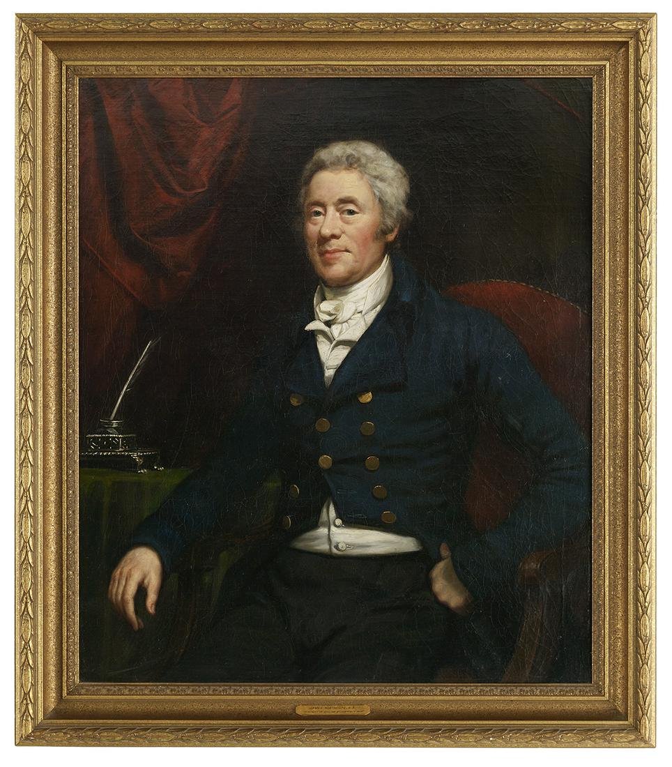 James Northcote, R.A. (British, 1746-1831): James Northcote, R.A. (British, 1746-1831) "Portrait of a Gentleman, Possibly William Wilberforce", 1803 oil on canvas signed and dated mid-left, several old handwritten notes identifying artist and s