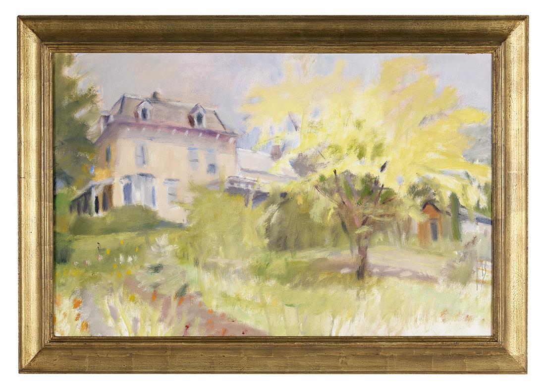 Wolf Kahn (German/New York, b. 1927): Wolf Kahn (German/New York, b. 1927) "The Kadish House, New Jersey" (Home of artist Reuben Kadish), 1979 oil on canvas pencil-titled, dated and inscribed "#50", and with "Mun Galeria de Arte" label wi