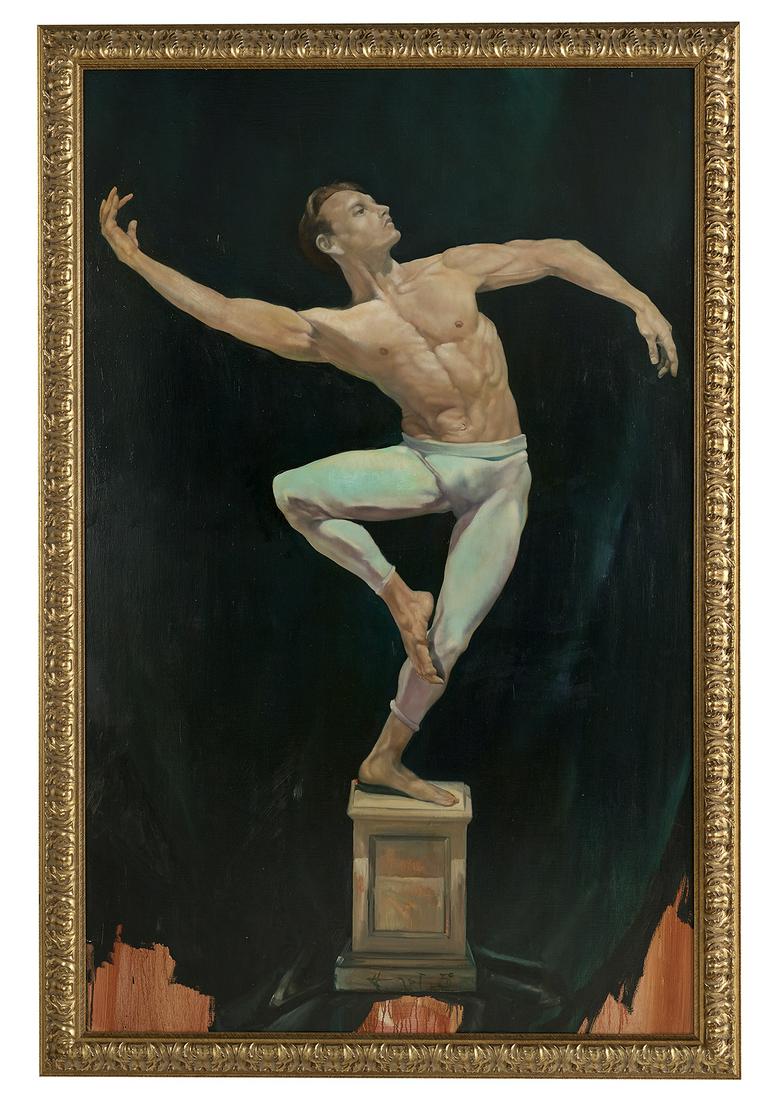 Jeff Hengst (American, Contemporary): Jeff Hengst (American, Contemporary) "Portrait of Parrish Maynard" oil on board signed lower center. Framed. 70-1/2" x 44-5/8", framed 77-1/2" x 48-1/2" Provenance: Hengst Studio, Seattle, Washington;