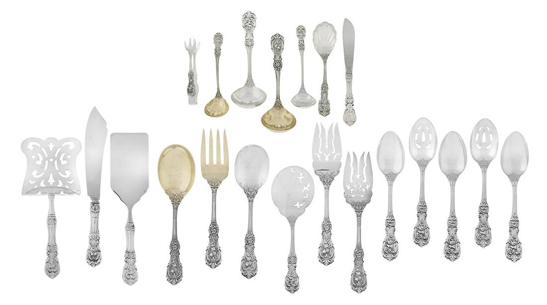 Reed & Barton "Francis I" Sterling Flatware Set: Reed & Barton "Francis I" Sterling Silver Flatware Set the pattern designed in 1907 by Ernest Meyers, Taunton, Massachusetts, comprising a dozen ten-piece place settings (one gumbo spoon lacking) and