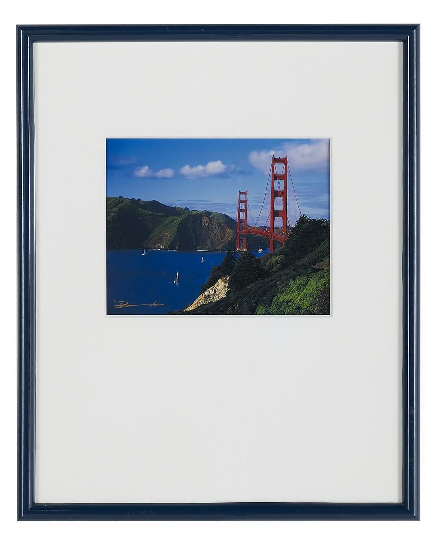 Peter Lik (Australian/USA, b. 1959): Peter Lik (Australian/American, b. 1959) "Golden Gate Bridge, California" archival print signed lower left Matted, glazed and framed. 8" x 10", framed 21" x 17" sight 7-1/2" x 9-1/2", framed 21" x 17"