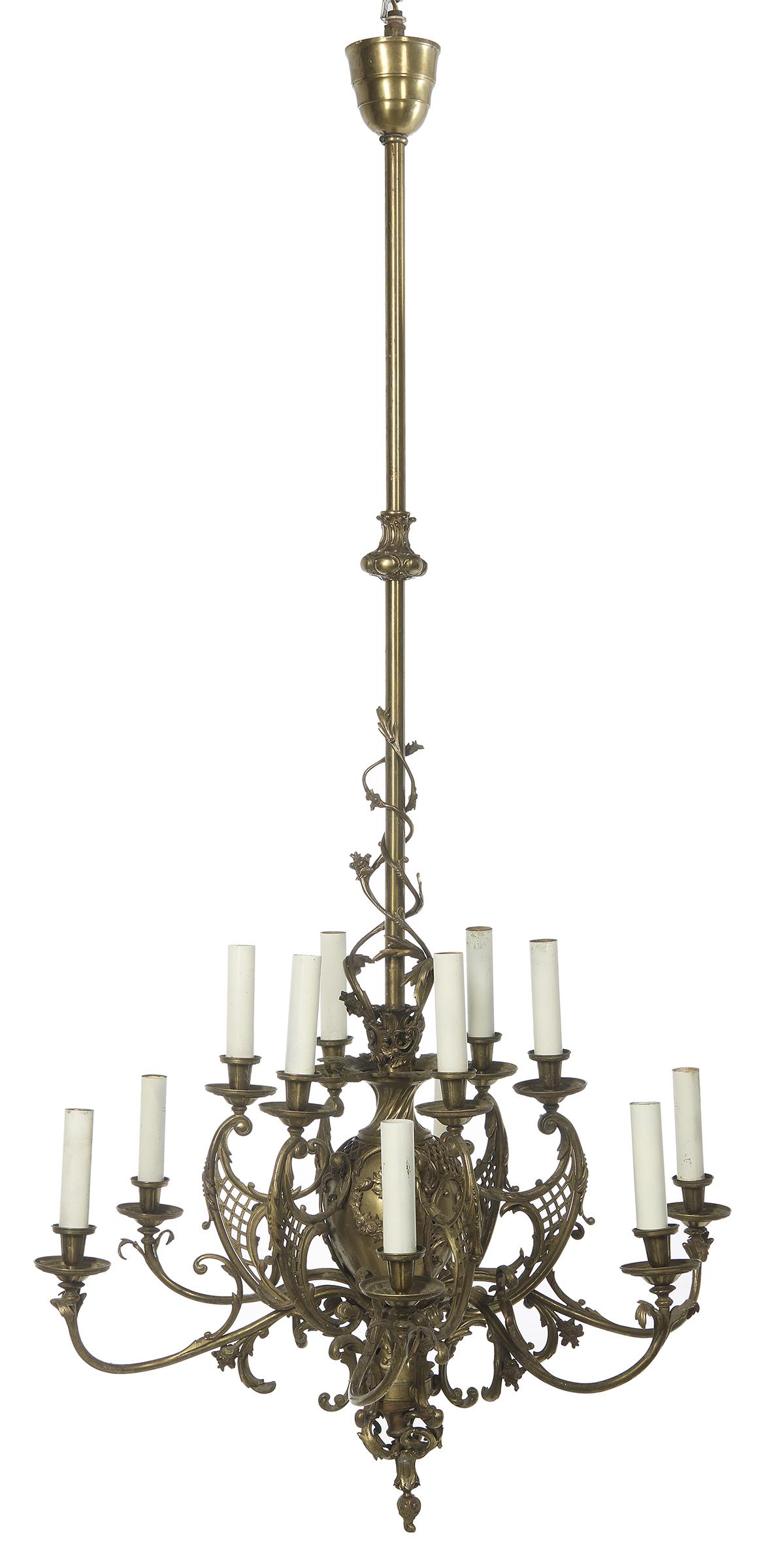 French Belle Epoque Bronze and Brass Chandelier (1 of 1)