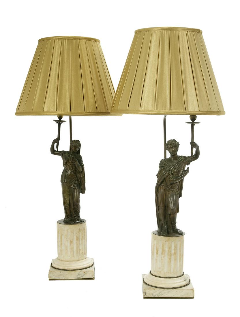 Napoleon III Bronze & Marble Figural Candlesticks (1 of 2)