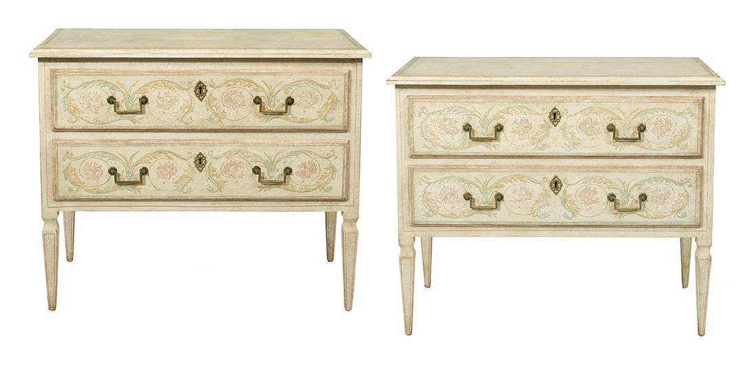 Pair of Venetian-Style Polychrome Commodes (1 of 4)