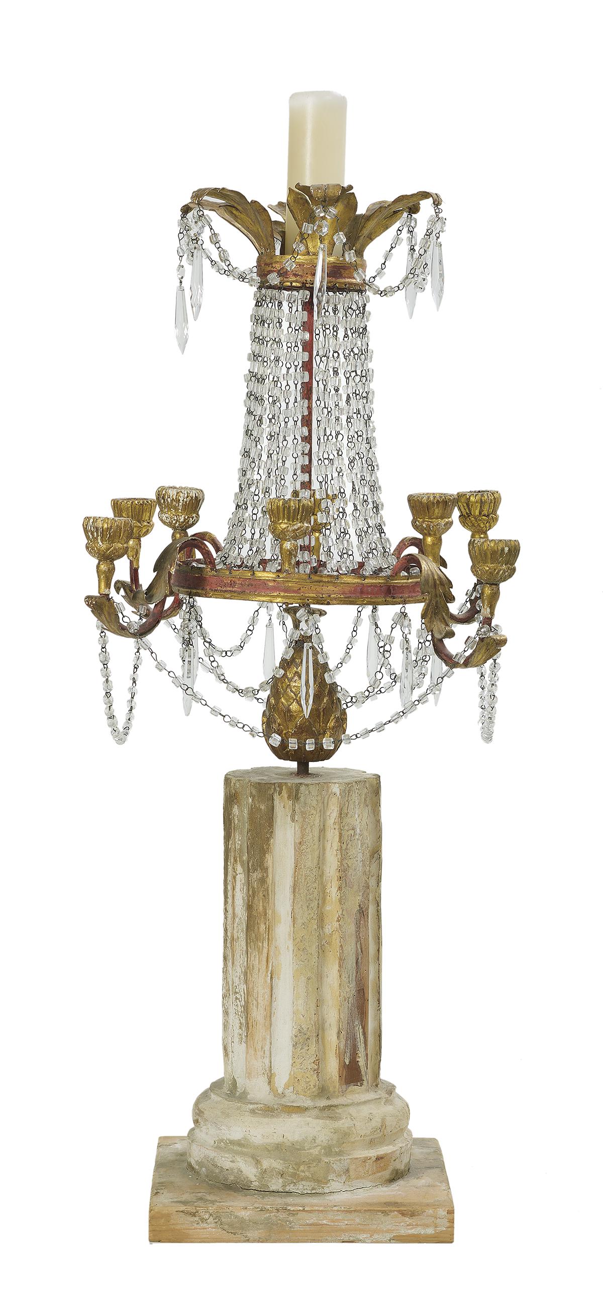 Parcel-Gilt Wood,Gilt-Metal & Crystal Candelabrum (1 of 1)