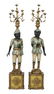 Balinese-Style Painted & Metal Figural Torcheres