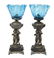 Pair of Neoclassical Silvered Metal Table Lamps