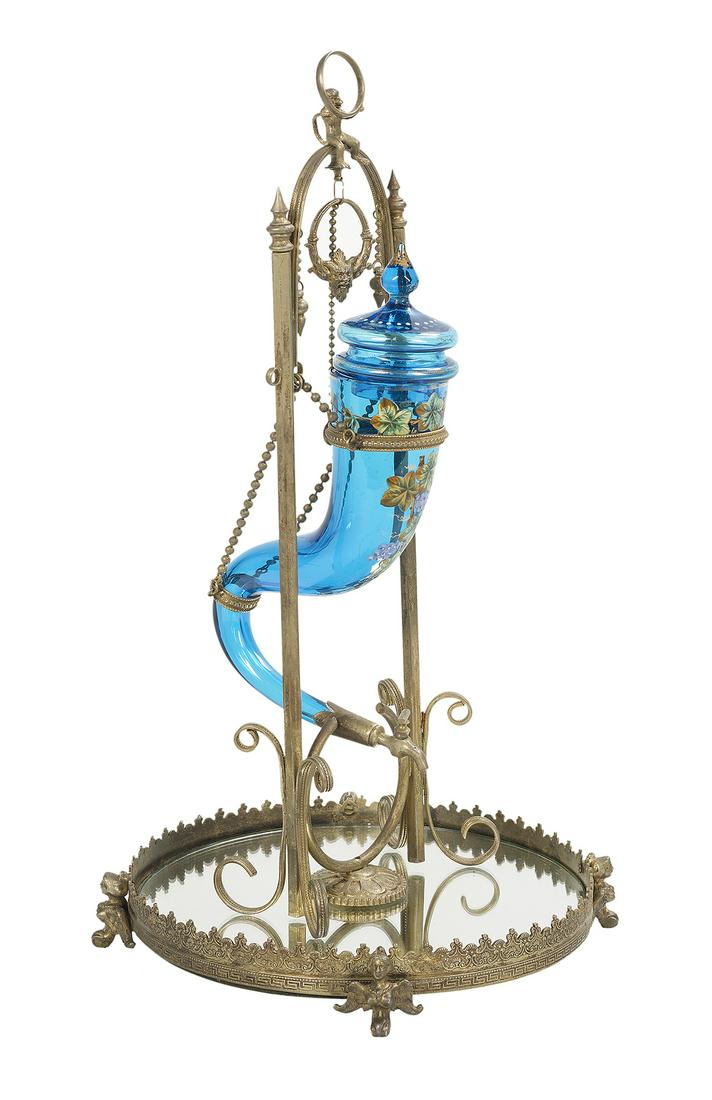 Glass, Brass & Mirror-Plated Drinking Horn (1 of 1)